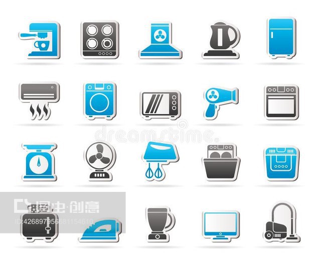 家用電器和電子產品圖標Household appliances and electronics icons